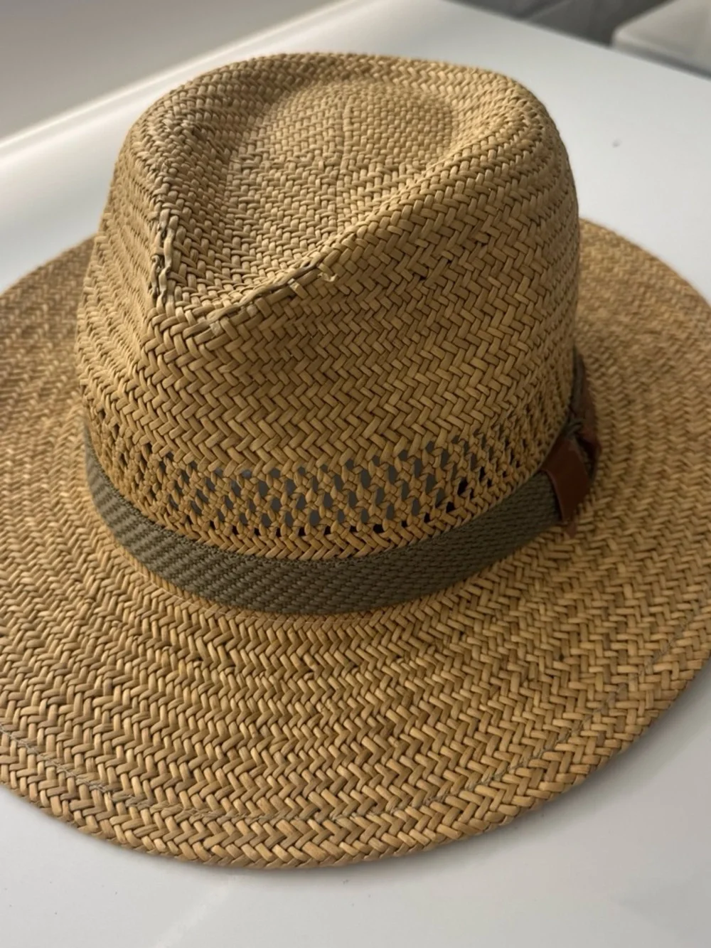 Men's Straw Fedora Hat with Olive Band